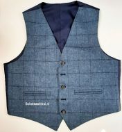 Waistcoat Use Blue Window Pane Flinstone Tweed, Large